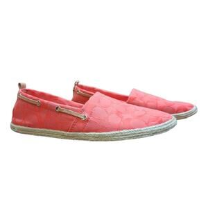 COACH Espadrille Orchid Signature Shoes Size 9 Slip On Leather Canvas